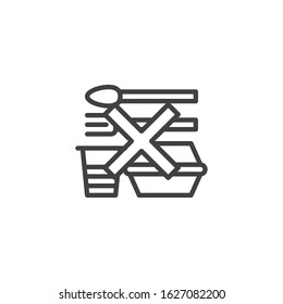 No disposable tableware line icon. linear style sign for mobile concept and web design. No plastic dishes outline vector icon. Symbol, logo illustration. Vector graphics