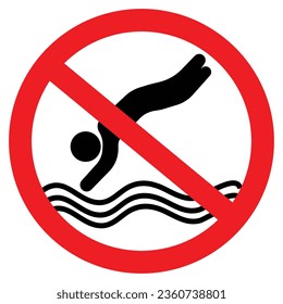 No Diving Allowed sign,  red circle sign on white background