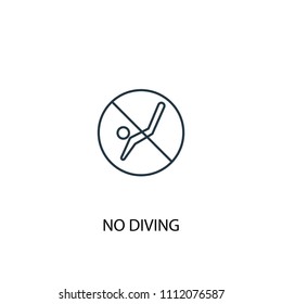 no diving concept line icon. Simple element illustration. no diving concept outline symbol design from beach set. Can be used for web and mobile UI/UX