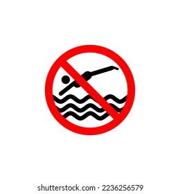 no diving icon style design. no diving vector illustration. isolated on white background.