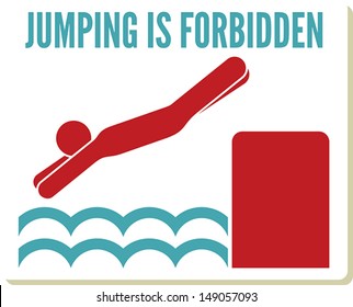 No diving and jumping sign