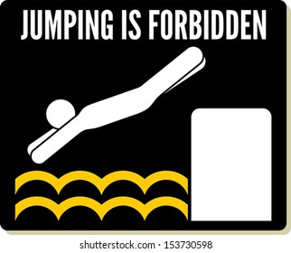 No diving and jumping sign