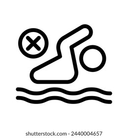 no diving line icon illustration vector graphic. Simple element illustration vector graphic, suitable for app, websites, and presentations isolated on white background