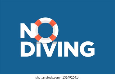 No Diving Pool Sign with Lifebuoy 