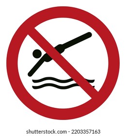 No diving
To prohibit diving into the water
Divers being in an area where they could collide with other people or encounter other hazards in the water