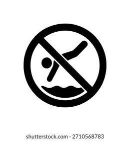 No Diving Prohibited Icon Isolated On White Background
