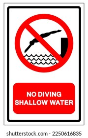 No Diving Shallow Water Symbol, Vector  Illustration, Isolated On White Background Label. EPS10
