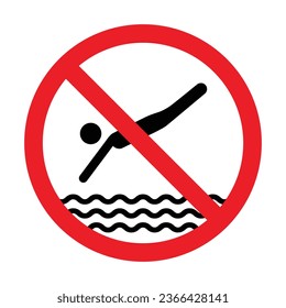 NO DIVING sign. Editable EPS 10 vector graphic illustration isolated on white background.