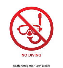 No diving sign isolated on white background vector illustration.