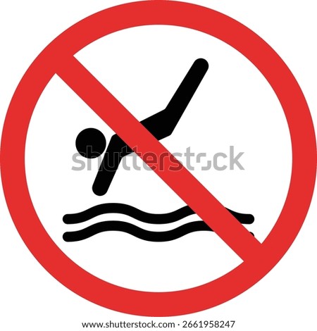 No diving sign . No jumping into the water sign . Vector illustration
