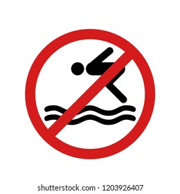 No Diving Sign Vector Illustration