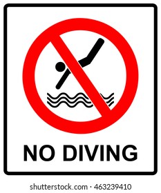 No diving sign. Vector prohibition symbol in red circle