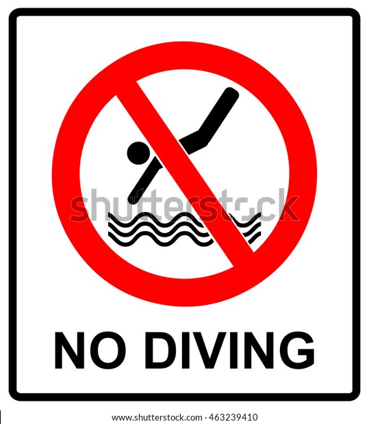 No
diving sign. Vector prohibition symbol in red
circle