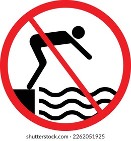 No Diving or Swimming Sign. Restriction Icon