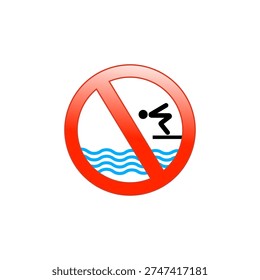No Diving Warning Sign Safety Symbol Water Hazard Prohibition Vector Illustration
