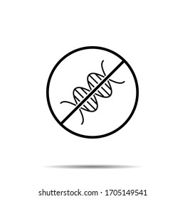 No dna icon. Simple thin line, outline vector of biology ban, prohibition, embargo, interdict, forbiddance icons for ui and ux, website or mobile application