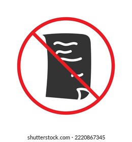 No document icon. Forbidden file icon. No file vector sign. Prohibited editing vector icon. Warning, caution, attention, restriction flat sign design. Do not edit