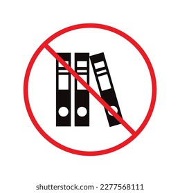 No document vector icon. Forbidden file icon. No file flat sign design. Prohibited editing symbol pictogram. Warning, caution, attention, restriction label ban attention flat sign design. Do not edit 