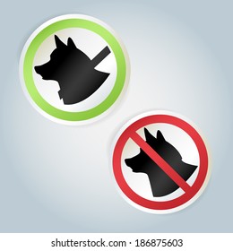 No dog and allowed dog signs, vector illustration