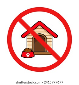 No Dog House Sign on White Background