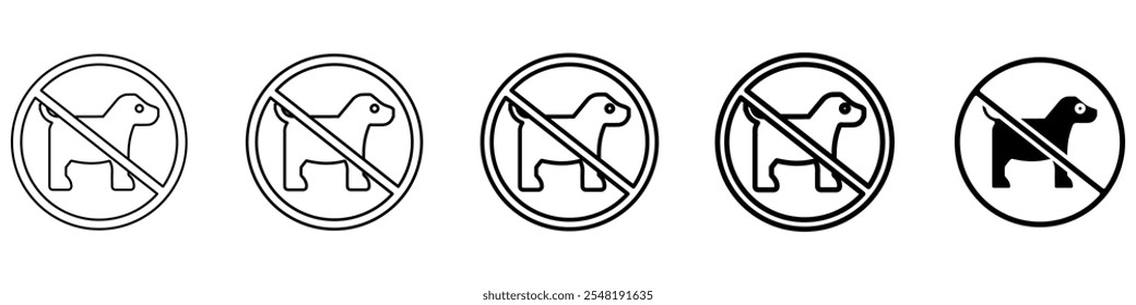 Kein Hund Symbol Einfache dünne Linie Logo Set