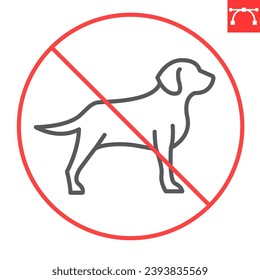 No dog line icon, prohibition and forbidden, no pets sign, vector graphics, editable stroke outline sign, eps 10.