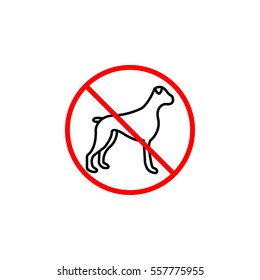 No dog line icon, prohibition sign, forbidden no animal, vector graphics, a linear pattern red on a white background, eps 10.