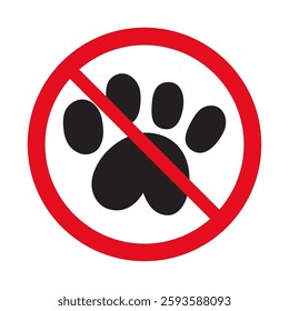 No dog paw. Dogs forbidden. Hand drawn vector silhouette illustration on white background.