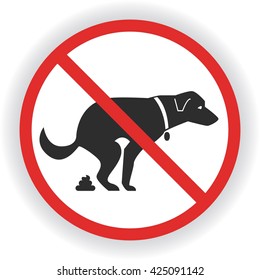 No Dog Poop Sign. Shitting Is Not Allowed. No Poo Poo. Vector Stock Illustration