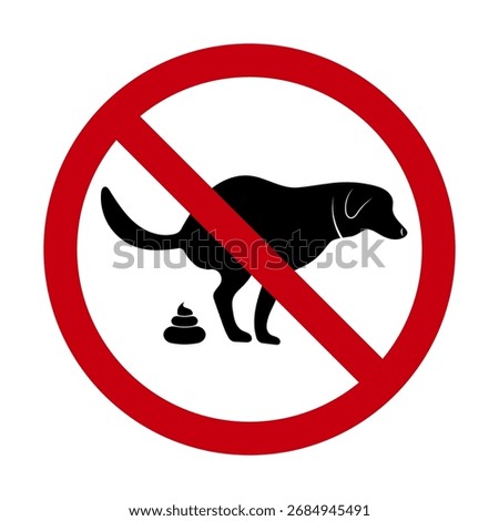 No Dog Pooping Allowed Vector Illustration. The symbol clearly indicates a ban on dogs defecating in the area, often used for public spaces, parks and private property.