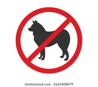 No Dog prohibited icon symbol shape. Dog not allowed pet silhouette sign logo. Forbidden. Vector illustration image. Isolated on white background.