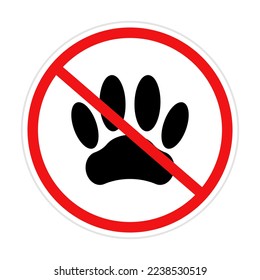 No dog sign. Paw icon. No pet sign. Vector.