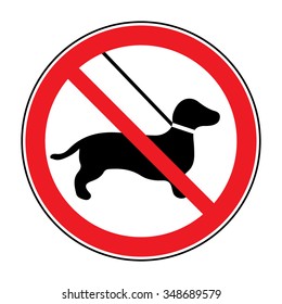 No dog Sign. Print with prohibition symbol. With pet no access. Round icon no allowed. Black silhouette isolated on white background. Stop emblem. Stock Vector illustration