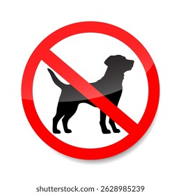 No dog sign vector. Red prohibition symbol indicating dogs are not allowed.