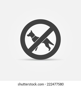 No dog sign - vector restrictive black icon 