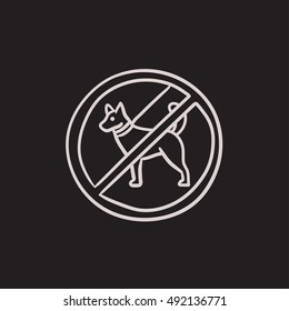 Стоковое векторное изображение: No dog sign vector sketch icon isolated on background. Hand drawn No dog sign icon. No dog sign sketch icon for infographic, website or app.