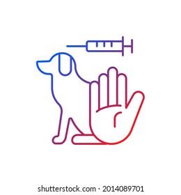 No Dog Testing Gradient Linear Vector Icon. Stop Experiments On Animal. Protection For Dogs From Clinical Trials. Thin Line Color Symbols. Modern Style Pictogram. Vector Isolated Outline Drawing