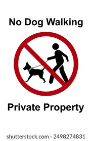 No dog walking sign. No dogs allowed. Zones for people who are afraid of dogs or allergic to them. No dogs.