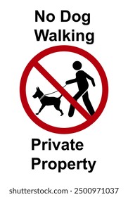 No dog walking sign. No dogs allowed. Zones for people who are afraid of dogs or allergic to them. No dogs.