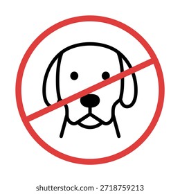 Não é permitido que cães entrem no território. Um ícone que proíbe a entrada com animals.No cães ou animais de estimação no local. O rosto de um Labrador