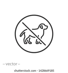 No Dogs Allowed Icon, Dog Prohibition, Line Symbol On White Background - Editable Stroke Vector Illustration Eps10