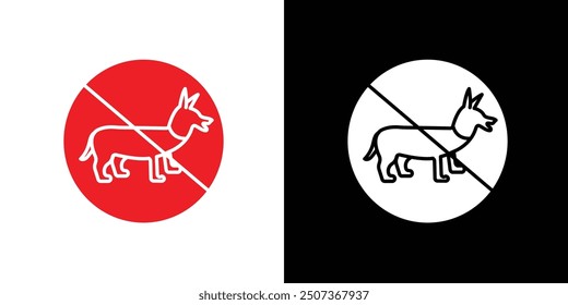 No dogs allowed icon flat line symbol set.