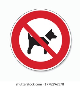 No se permiten perros. Perros o mascotas no permitidos en esta área, signo de prohibición sobre fondo blanco. Ilustración vectorial. Archivo vectorial Eps 10.
