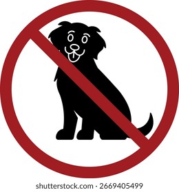 No Se Admiten Perros: Señal De Advertencia Del Círculo Rojo, Ilustración vectorial .