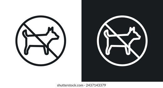 No Dogs Allowed Sign Icon Designed in a Line Style on White background.