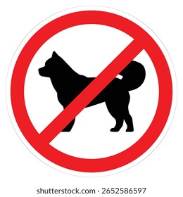 No Dogs Allowed Sign with Illustration of a Black Dog with a Red Circle Border on a White Background.