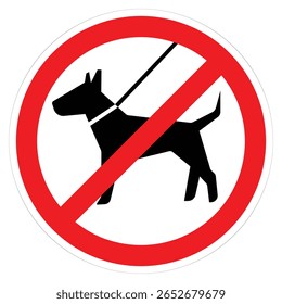 No Dogs Allowed Sign with Illustration of a Black Dog with a Red Circle Border on a White Background.