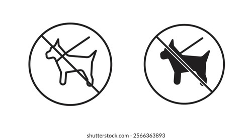 No dogs allowed sign vector in line stroke and flat versions