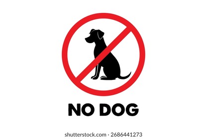 No Dogs Allowed sign vector icon pet prohibition symbol and warning label forbidden restricted flat design