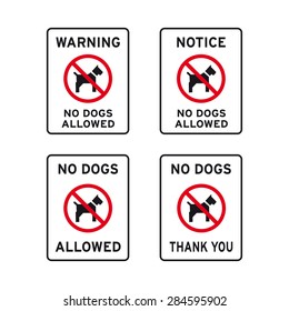 No dogs allowed sign vector set
